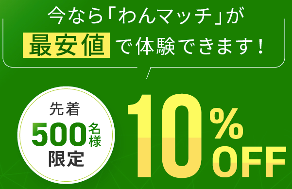 わんマッチ10%OFFキャンペーン中